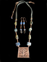 copper botanical necklace set with kyanite & tourmaline - sunroot studio