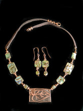 copper leaf and abalone necklace set - sunroot studio