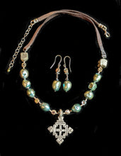 ethiopian cross & pearl set - sunroot studio