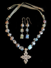 ethiopian cross set with pearls & labradorite - sunroot studio