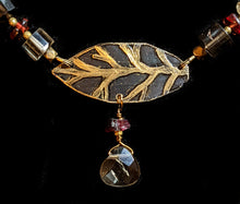 leaf & smoky quartz choker set