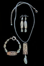 leaf & green amethyst pendant set