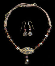 leaf & smoky quartz choker set