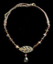 leaf & smoky quartz choker set
