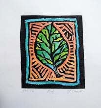 leaf lino block print