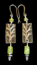 nickel silver tree & peridot earrings - sunroot studio