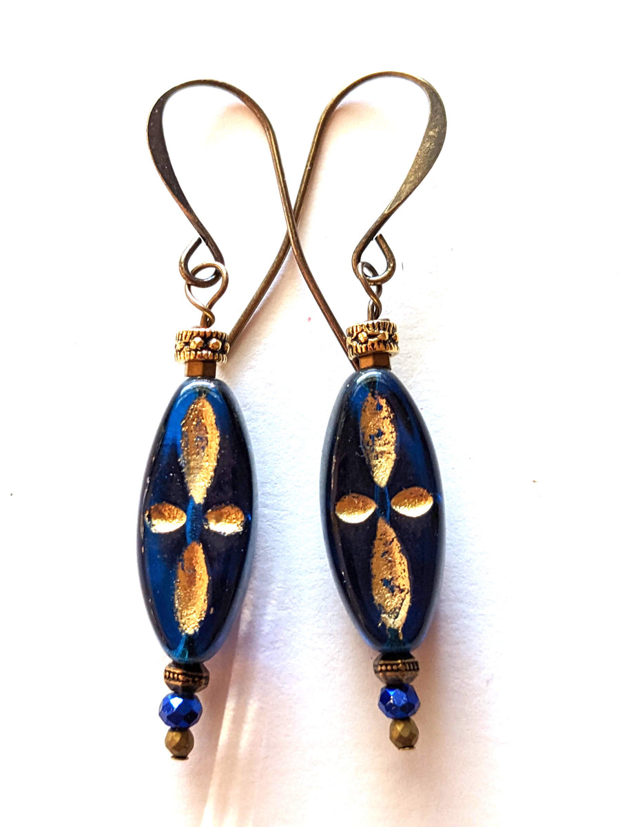 Royal blue & Gold Earrings Original Art and Metal Jewelry — free download