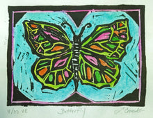 butterfly lino block print