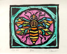 bee lino block print