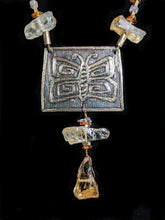 brass & citrine butterfly set