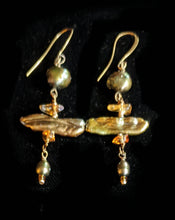 brass oak leaf & pearl set - sunroot studio