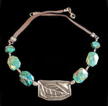 nickel silver leaf & chrysocolla set