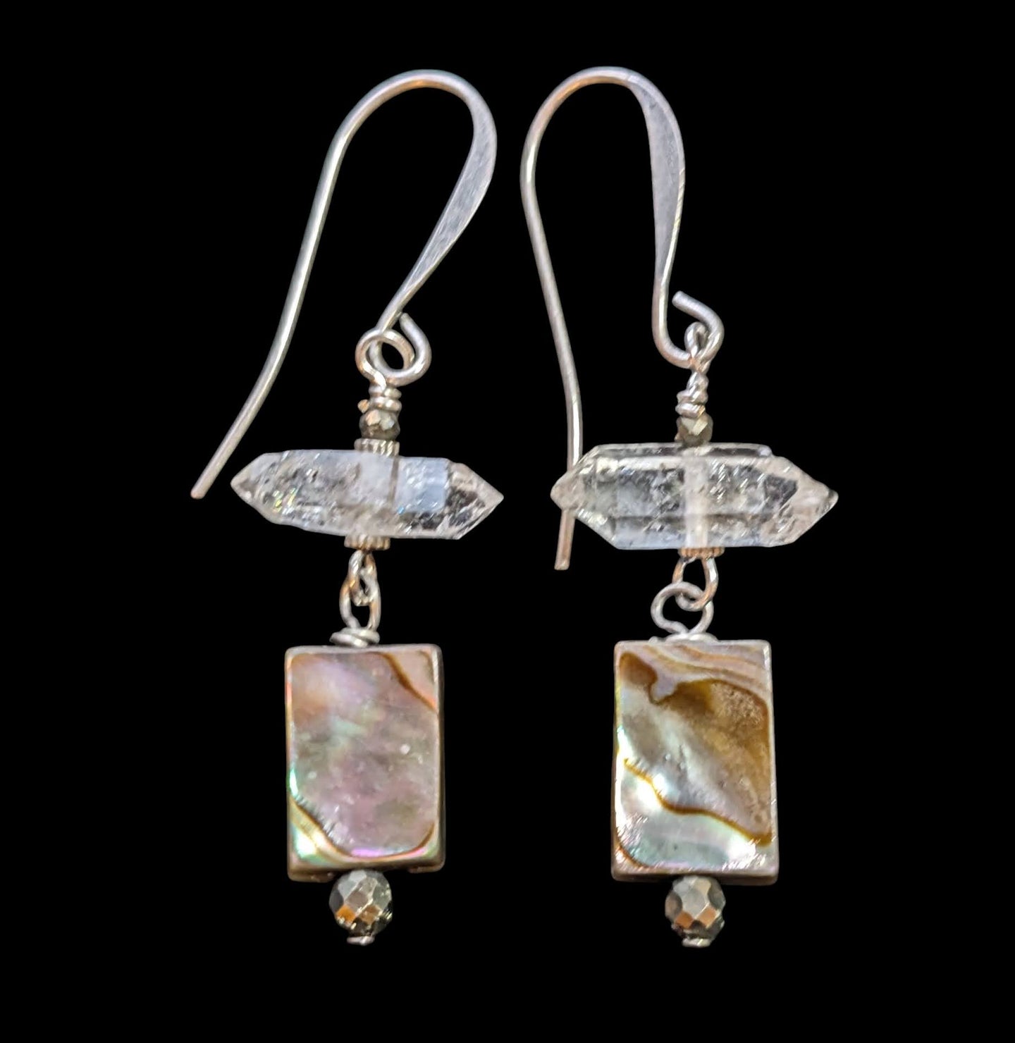 herkimer diamond & abalone tree set