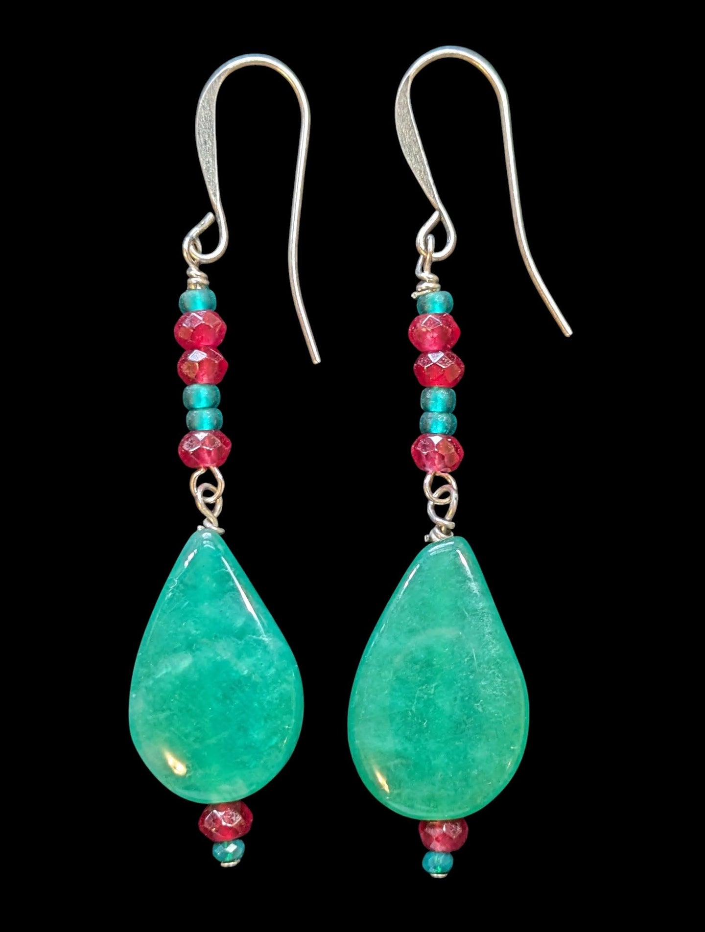 amazonite & jade teardrop earrings