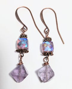 Fluorite & Amethyst Earrings