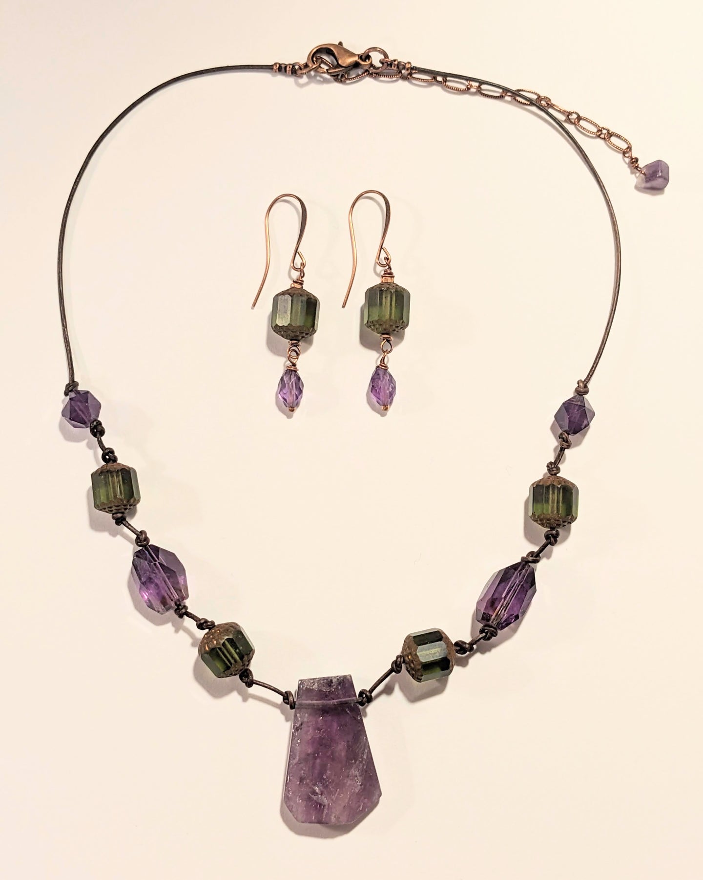 amethyst & olive glass set