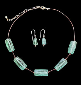 Faceted Aqua Glass Set