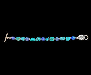 Turquoise & Azurite Leaf Bracelet