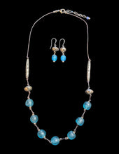 blue african glass & silver set