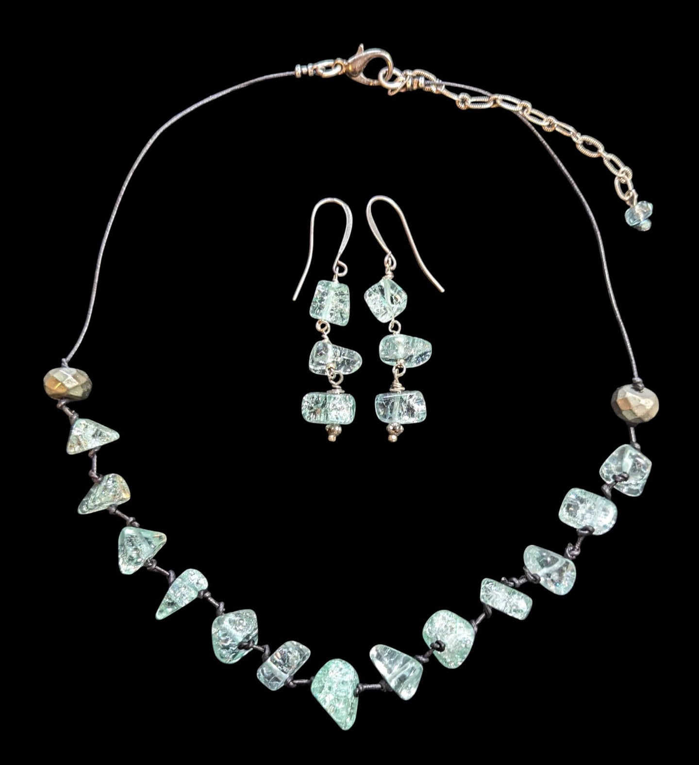 blue crackle quartz set