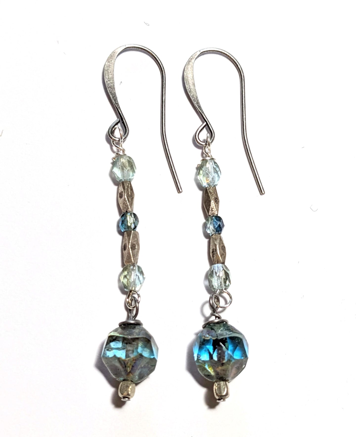 blue crystal & silver earrings