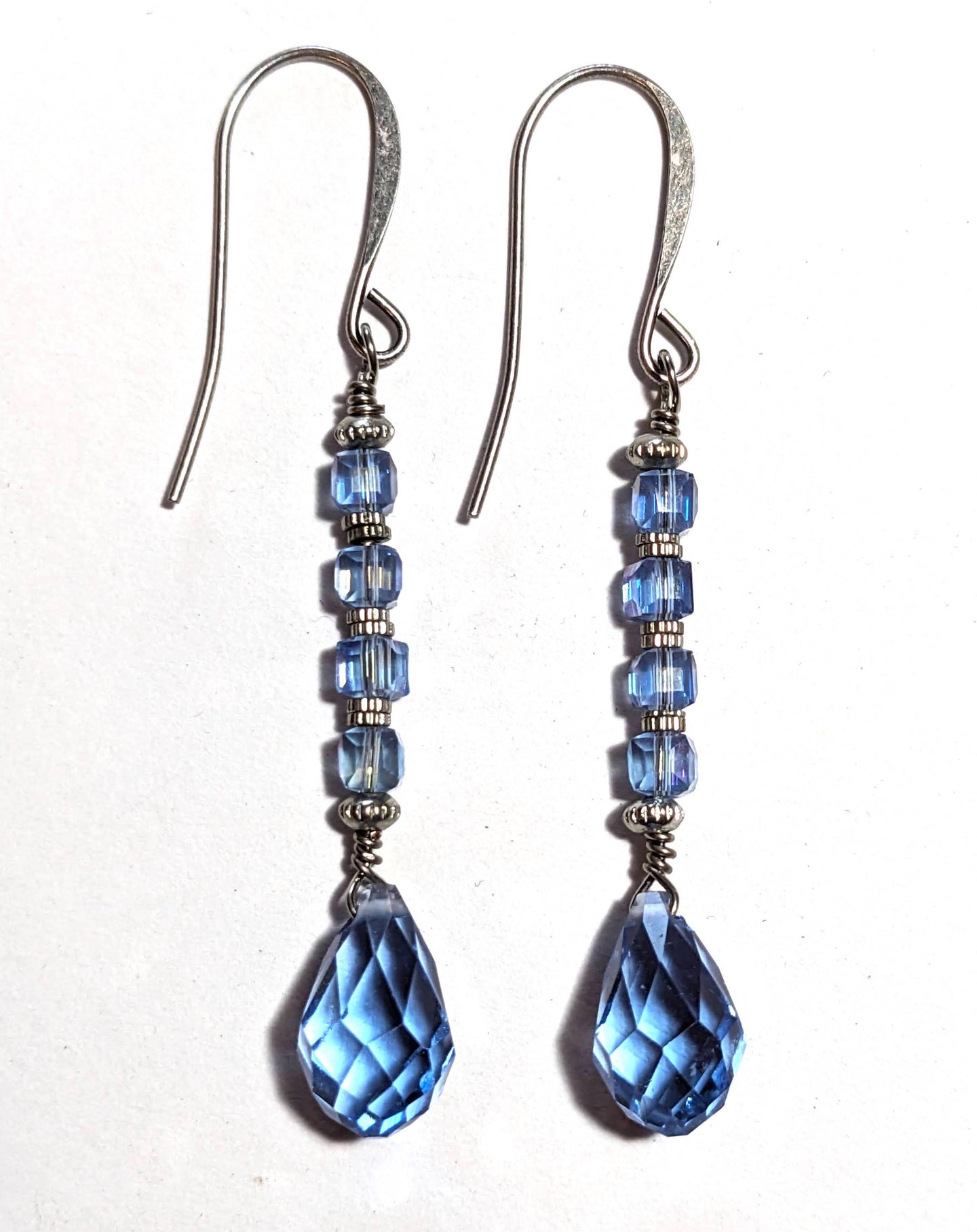 blue crystal drop earrings