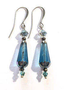Blue Drop & Crystal Earrings # 1