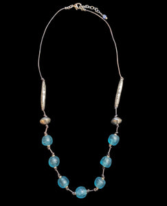 Blue African Glass & silver Set