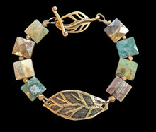 brass leaf & jasper bracelet