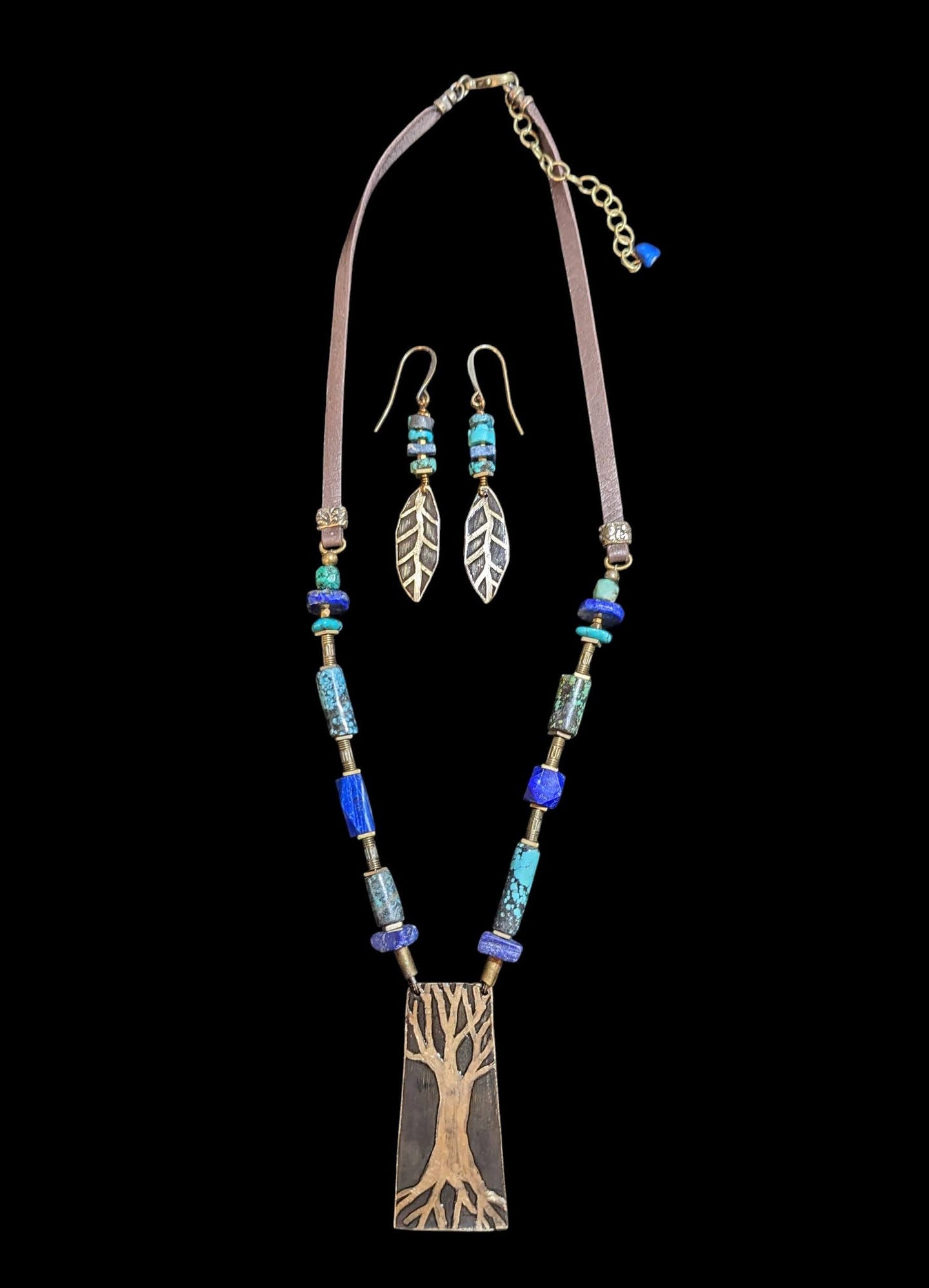 brass tree & turquoise set
