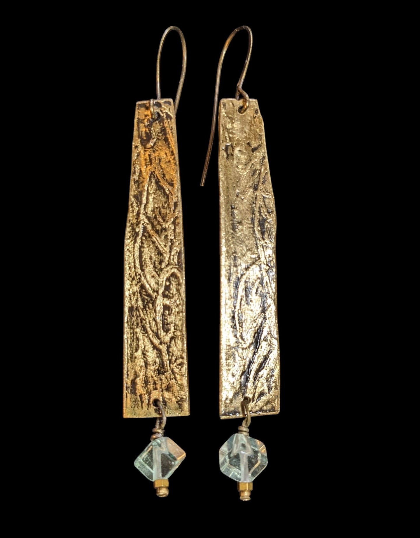 freeform abstract brass & fluorite  earrings