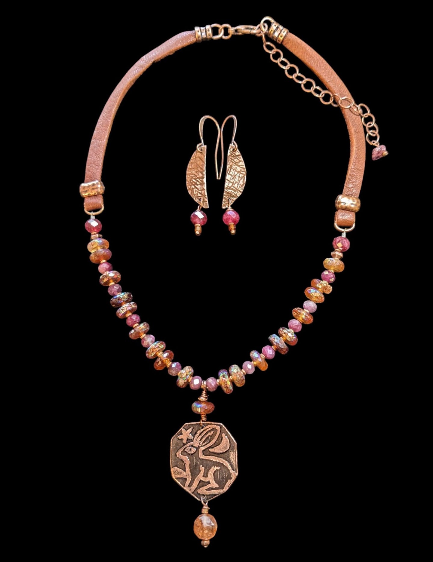 bunny & topaz and tourmaline set