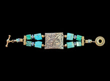 chrysocolla & malachite  fox bracelet