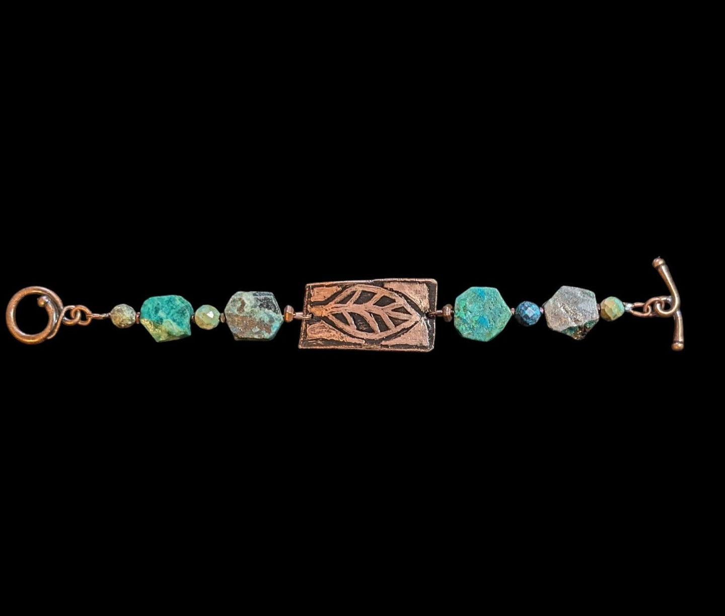 chrysocolla & turquoise leaf bracelet