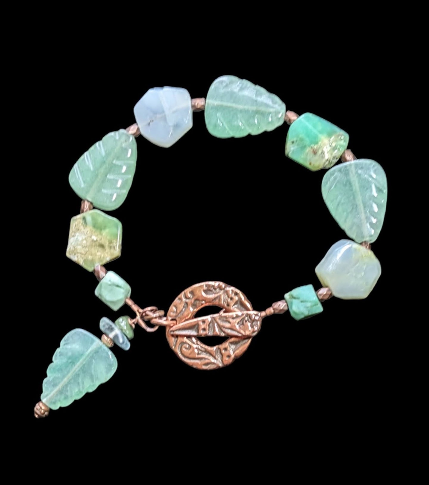 leaf & chrysoprase bracelet