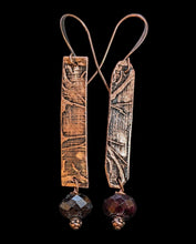 freeform botanical copper & garnet earrings