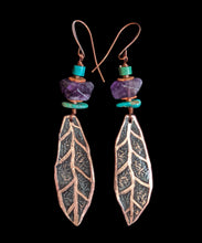 charoite & turquoise copper leaf set