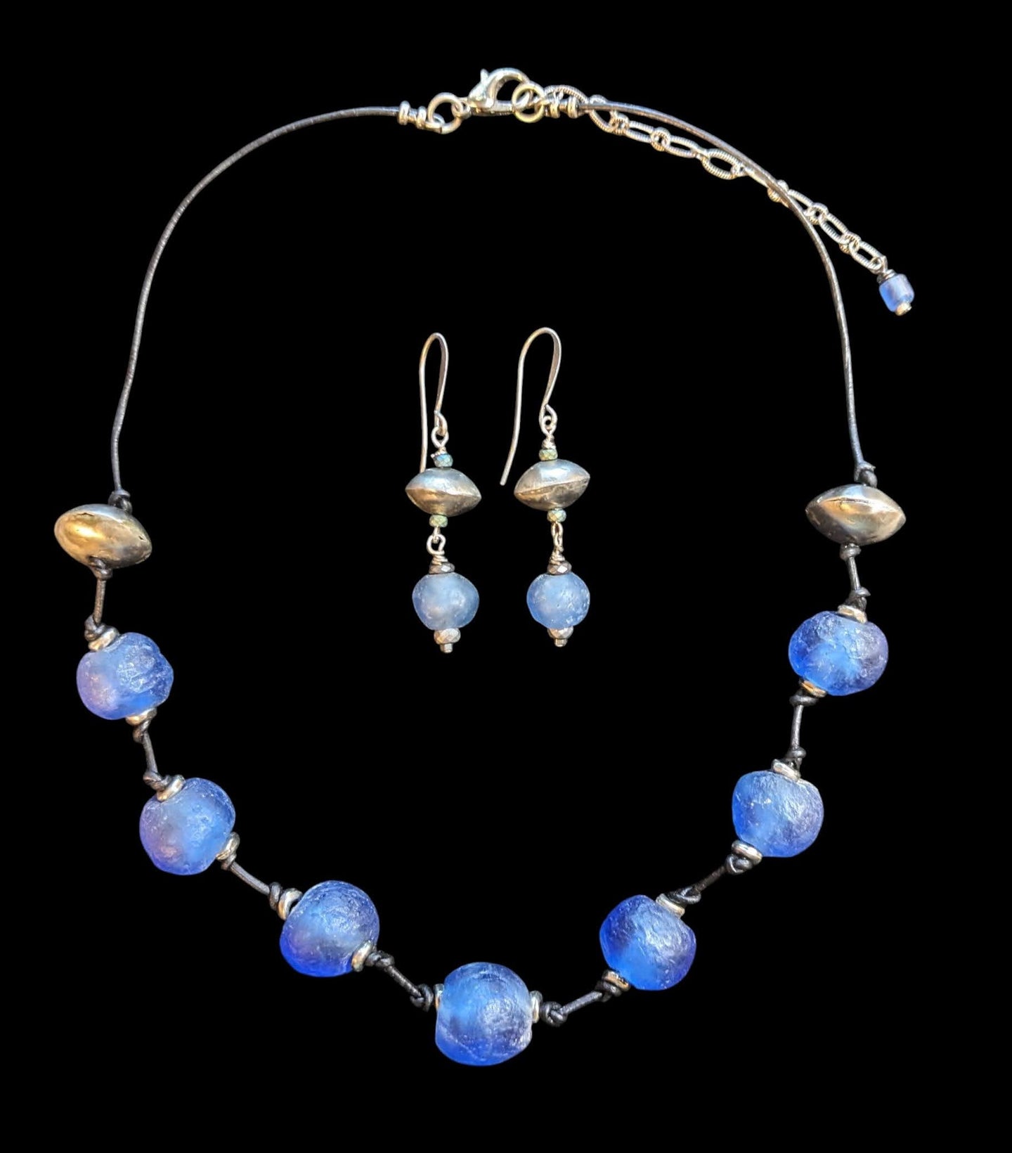 dark blue african & silver set