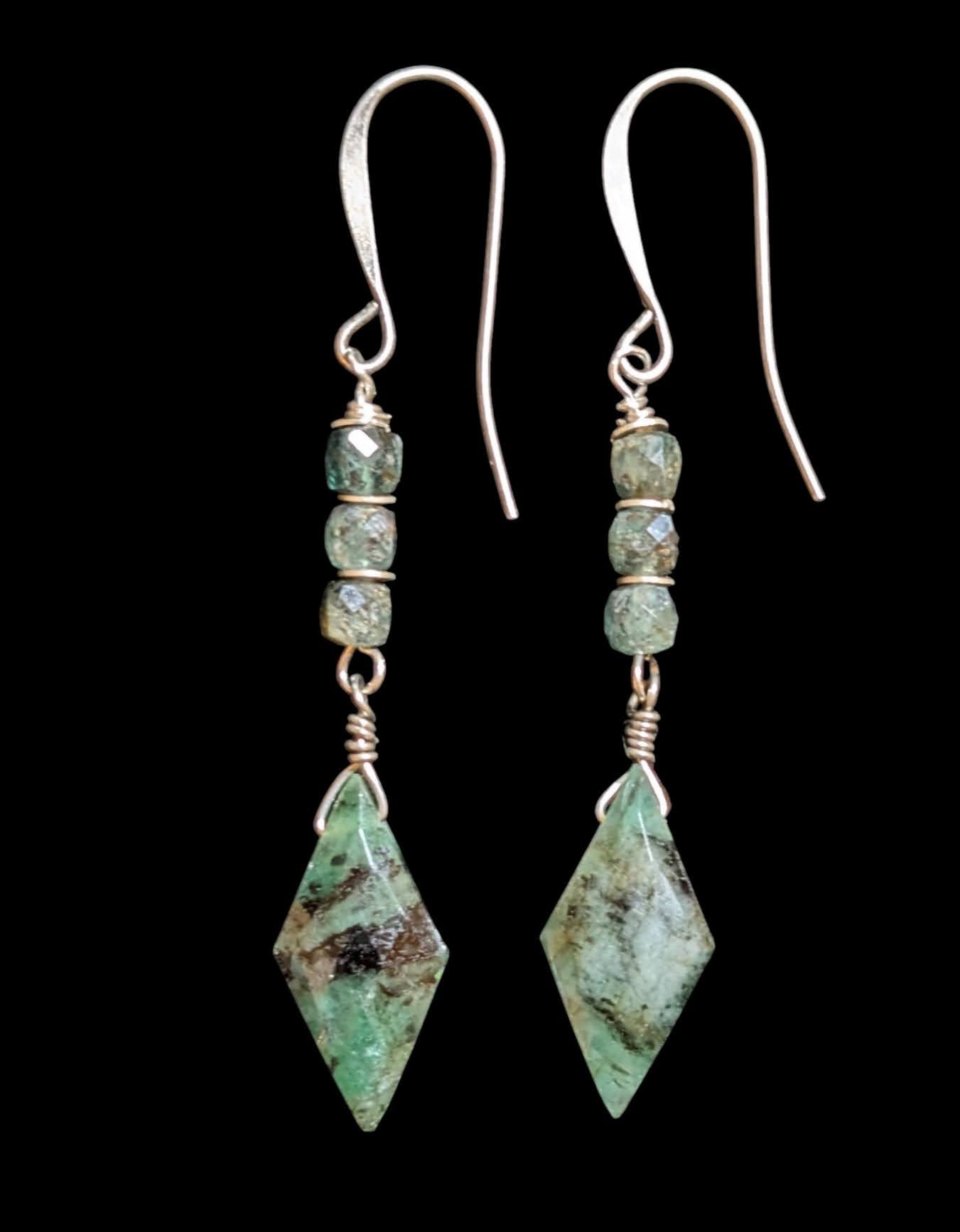 emerald & tourmaline earrings