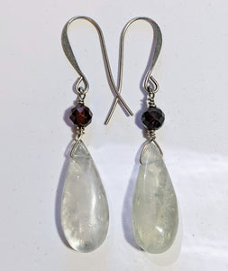 Green Amethyst & Garnet Earrings