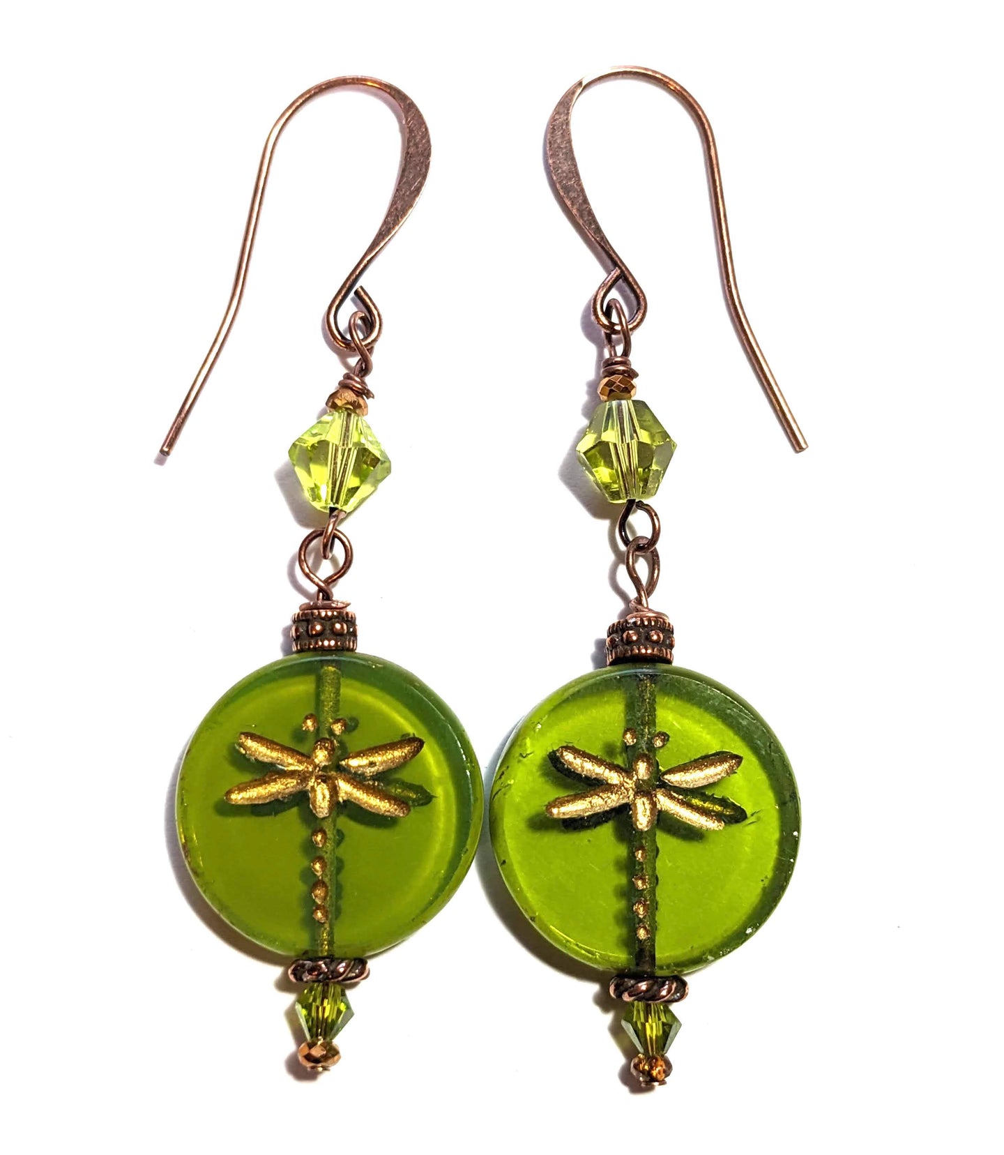 green dragonfly earrings