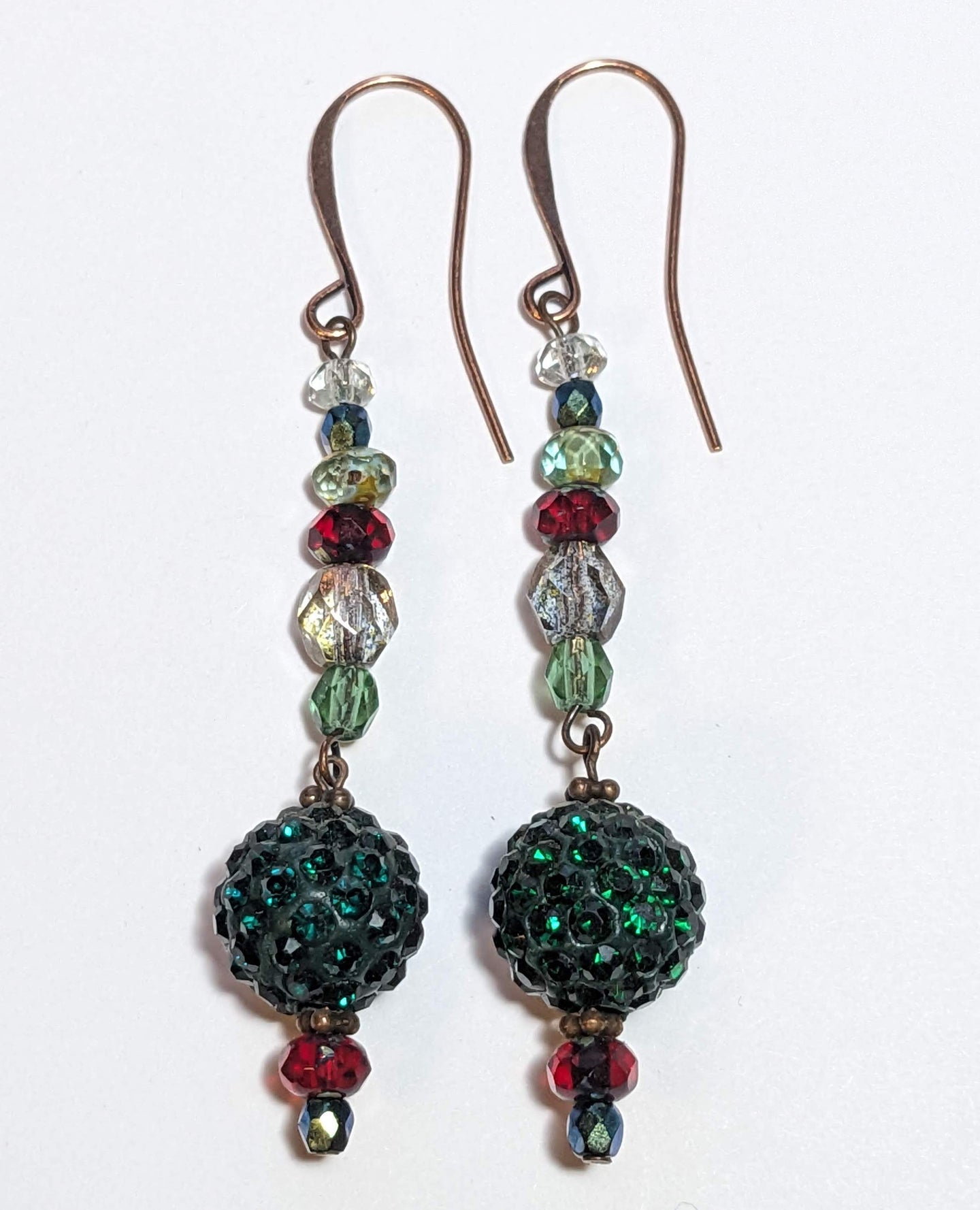 long green shamballa earrings