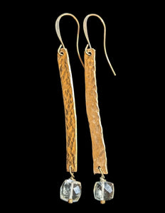 Hammered Brass & Green Amethyst Earrings