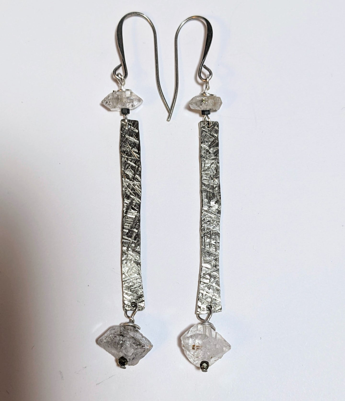 hammered herkimer diamond earrings