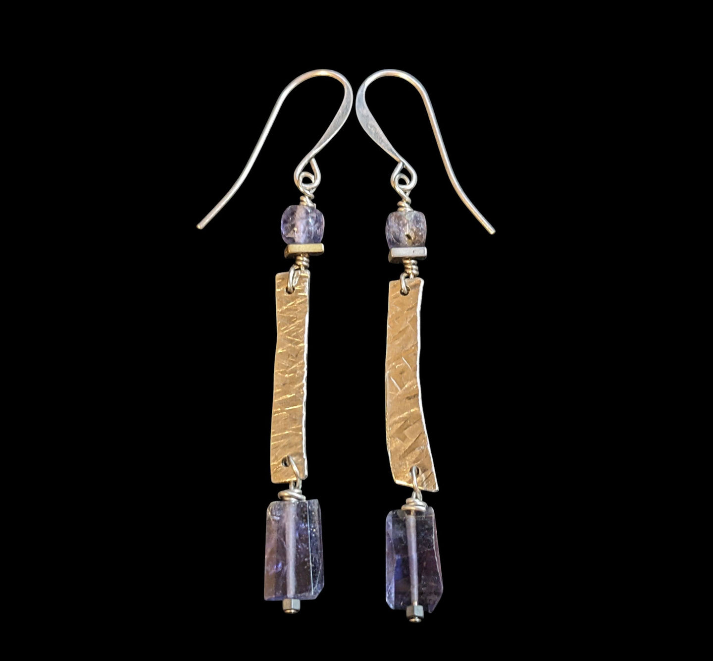 hammered iolite earrings