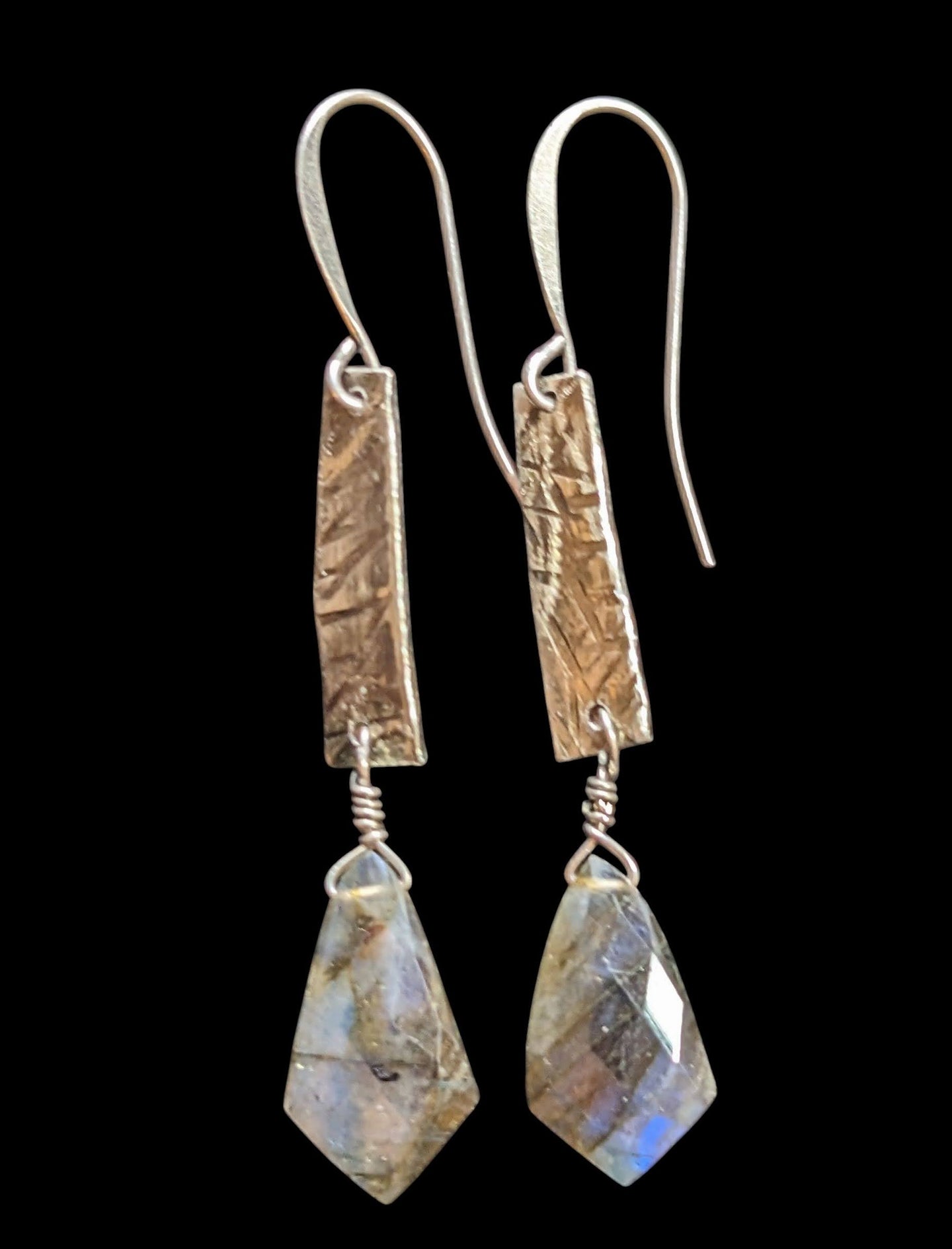 hammered labradorite earrings