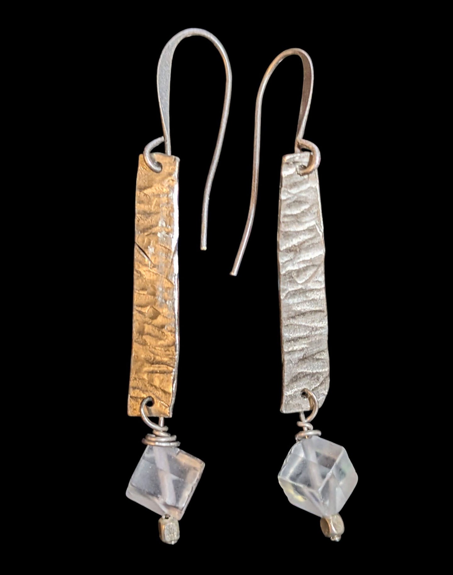 hammered mystic aura quartz earrings
