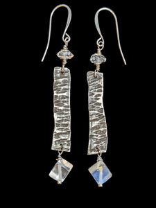 Hammered Mystic Aura Quartz Earrings