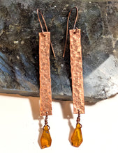hammered copper & orange kyanite earrings