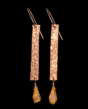 hammered copper & orange kyanite earrings